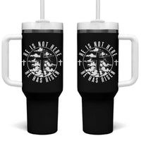 Easter Jesus Has Risen Tumbler With Handle Christian Bible Verse Graphic Cross 90s Style - Wonder Print Shop