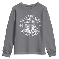 Easter Jesus Has Risen Youth Sweatshirt Christian Bible Verse Graphic Cross 90s Style - Wonder Print Shop