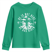 Easter Jesus Has Risen Youth Sweatshirt Christian Bible Verse Graphic Cross 90s Style - Wonder Print Shop