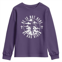 Easter Jesus Has Risen Youth Sweatshirt Christian Bible Verse Graphic Cross 90s Style - Wonder Print Shop