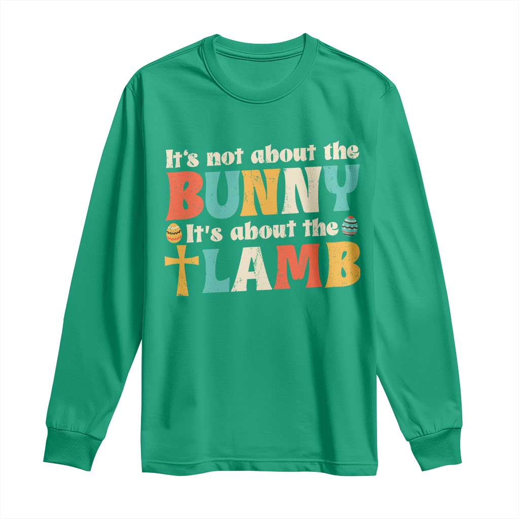 Religious Easter Long Sleeve Shirt Retro Its Not About The Bunny Its About The Lamb - Wonder Print Shop