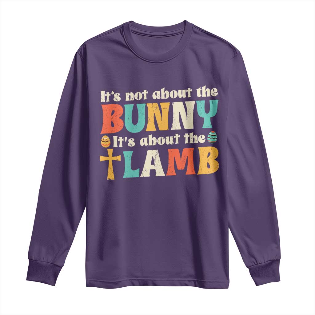 Religious Easter Long Sleeve Shirt Retro Its Not About The Bunny Its About The Lamb - Wonder Print Shop