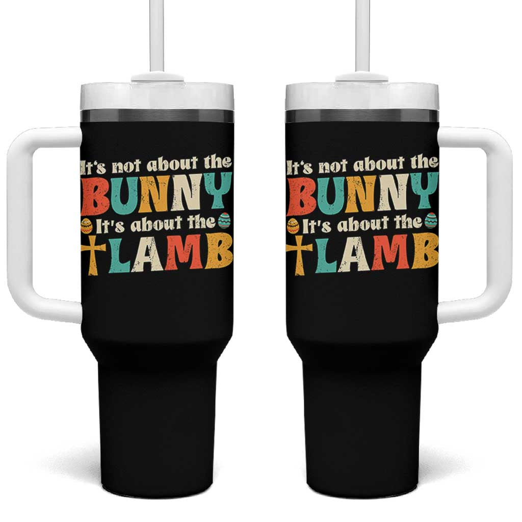 Religious Easter Tumbler With Handle Retro Its Not About The Bunny Its About The Lamb - Wonder Print Shop