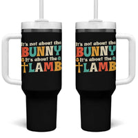Religious Easter Tumbler With Handle Retro Its Not About The Bunny Its About The Lamb - Wonder Print Shop