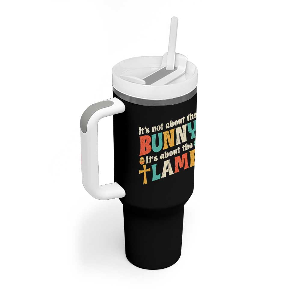 Religious Easter Tumbler With Handle Retro Its Not About The Bunny Its About The Lamb - Wonder Print Shop