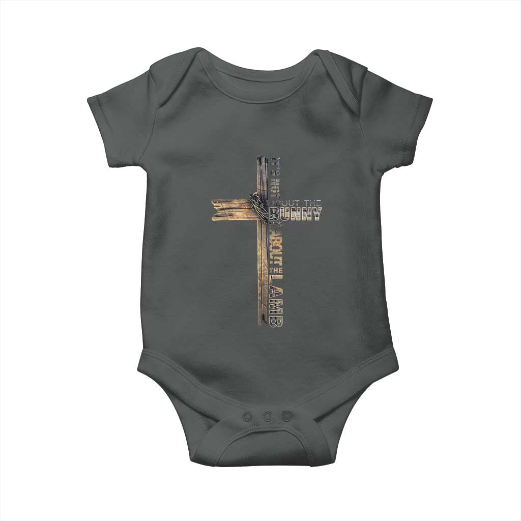 Easter Christian Baby Onesie Vintage Cross Farmhouse Religious Not About Bunny About the Lamb