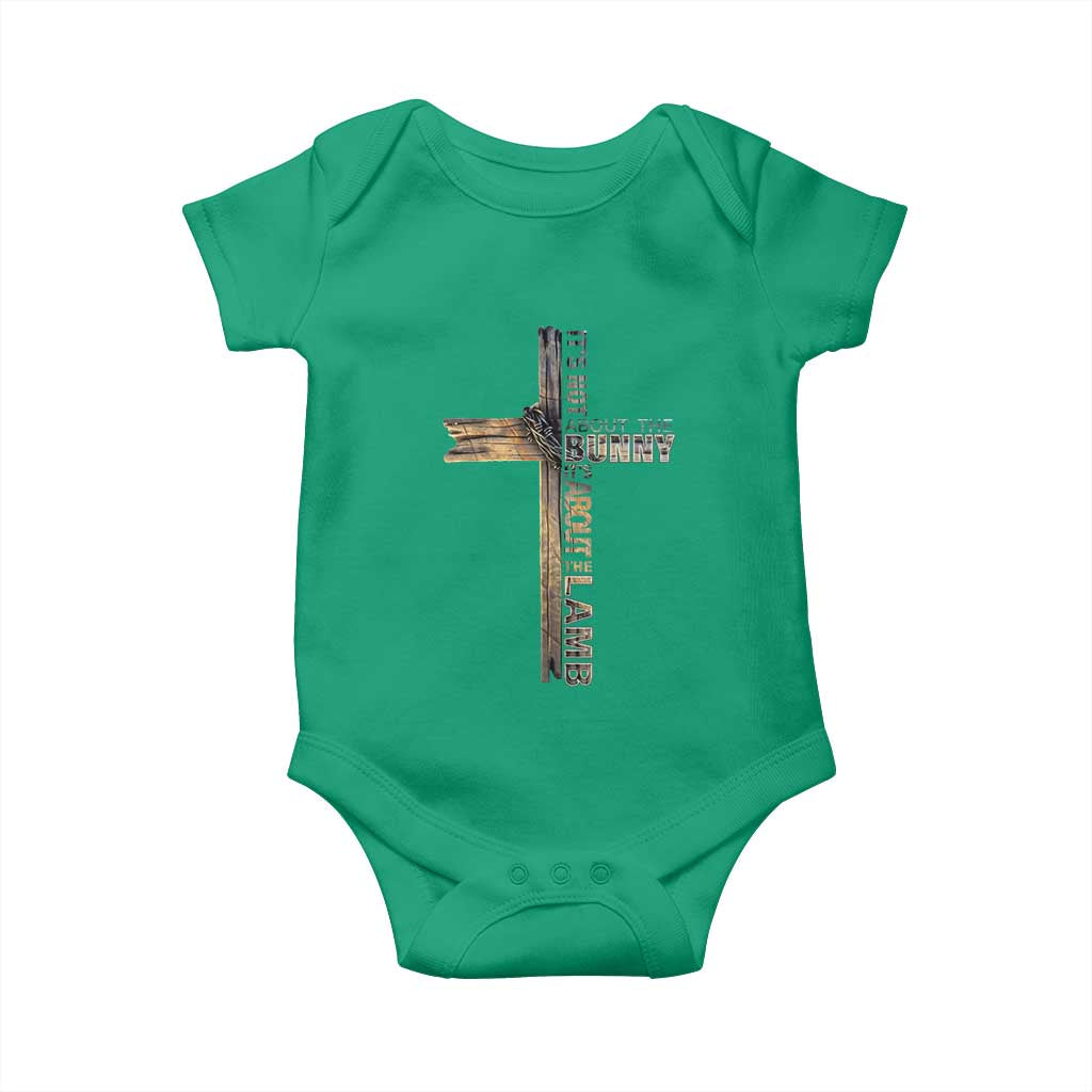 Easter Christian Baby Onesie Vintage Cross Farmhouse Religious Not About Bunny About the Lamb