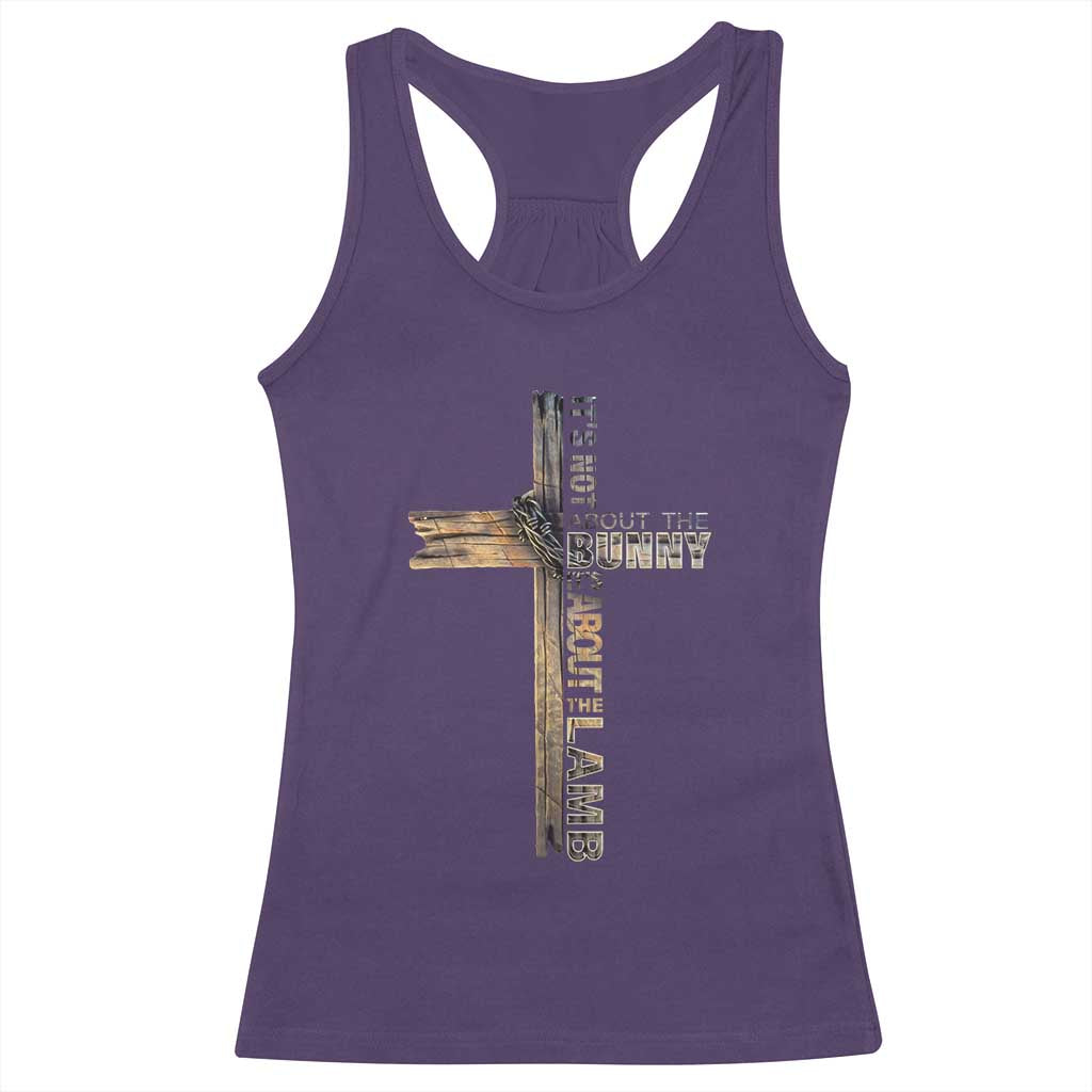 Easter Christian Racerback Tank Top Vintage Cross Farmhouse Religious Not About Bunny About the Lamb