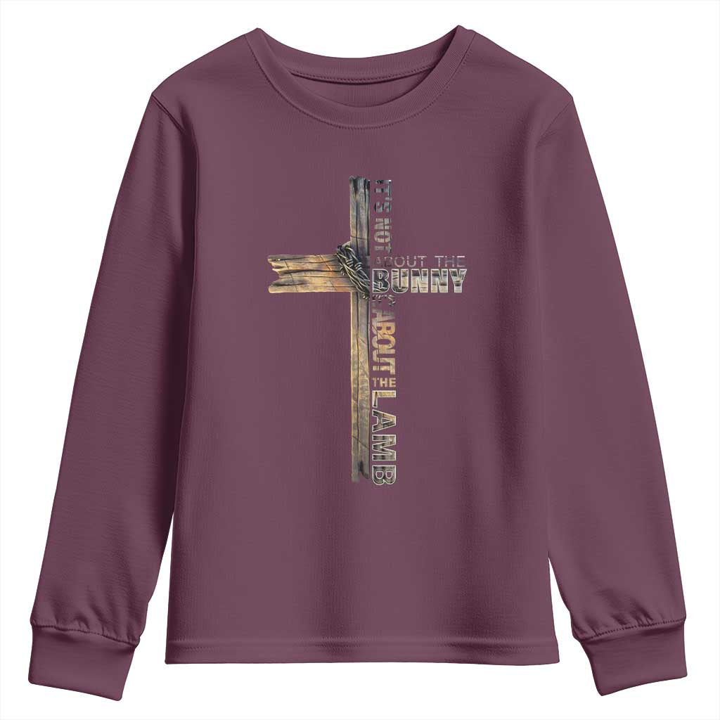 Easter Christian Youth Sweatshirt Vintage Cross Farmhouse Religious Not About Bunny About the Lamb