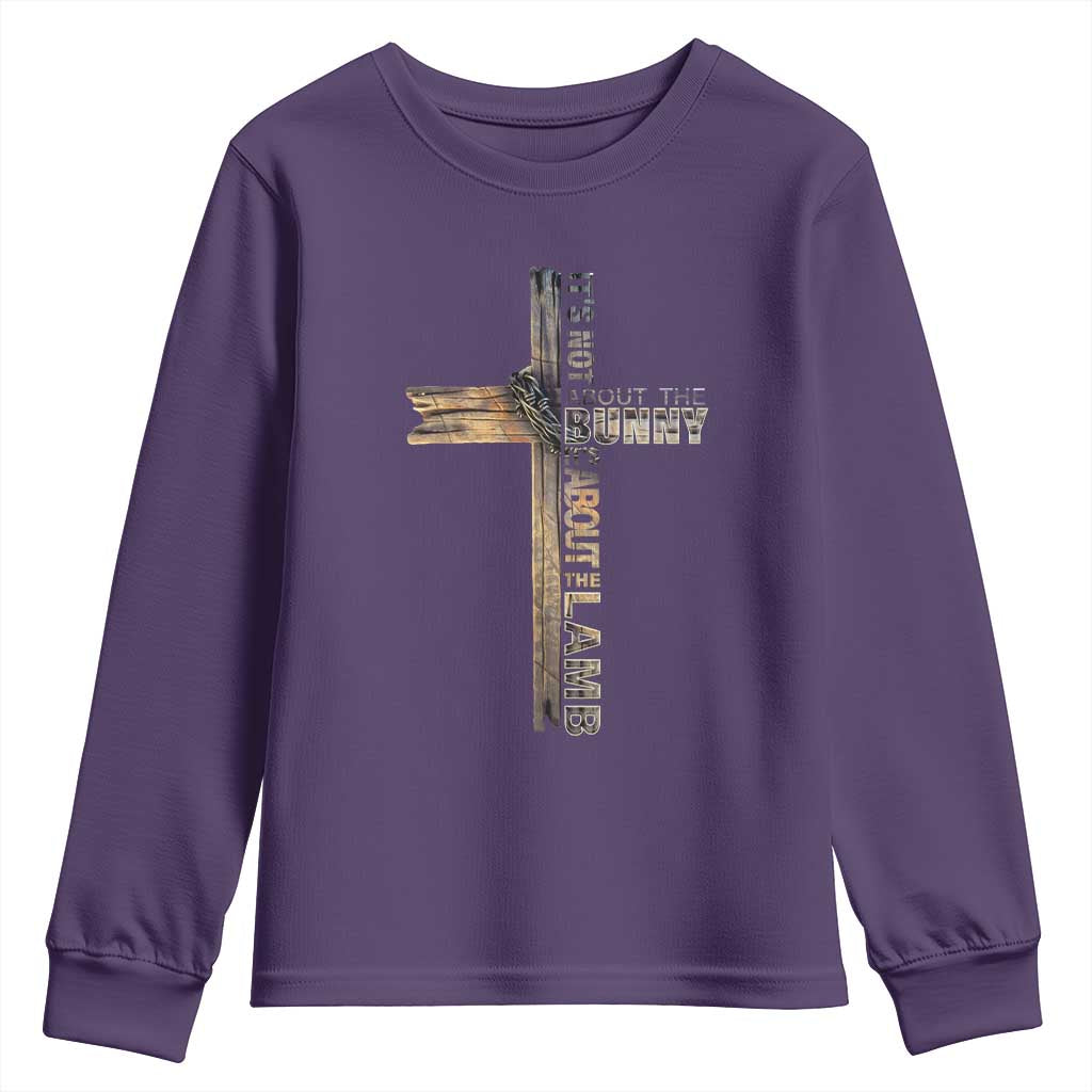Easter Christian Youth Sweatshirt Vintage Cross Farmhouse Religious Not About Bunny About the Lamb
