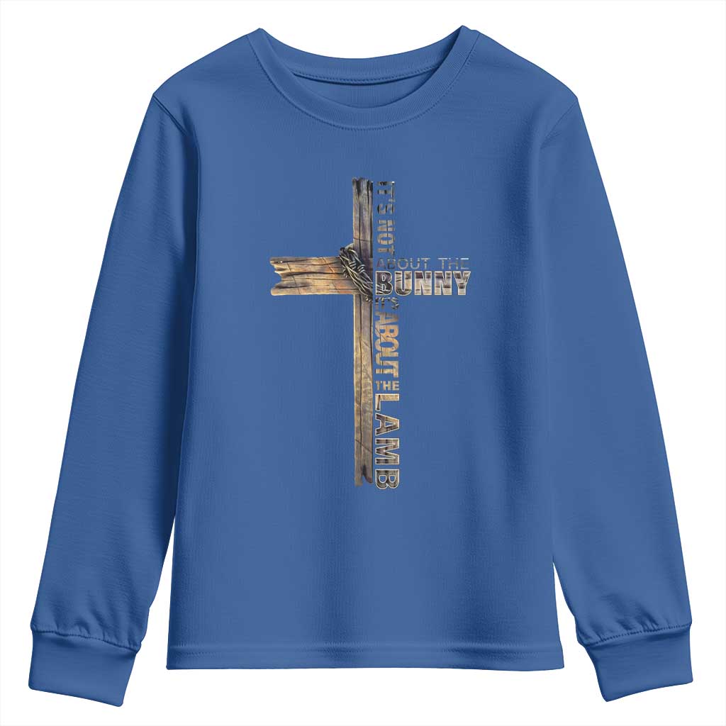 Easter Christian Youth Sweatshirt Vintage Cross Farmhouse Religious Not About Bunny About the Lamb