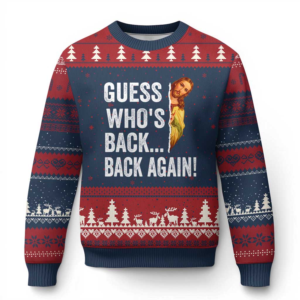 Funny Jesus Meme Quote Ugly Christmas Sweater Easter Guess Whos Back Funny Religious - Wonder Print Shop