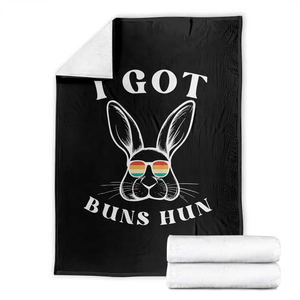 Rabbit Easter Bunny Sunglasses Throw Blanket Retro Vintage I Got Buns Hun Funny Jokes - Wonder Print Shop