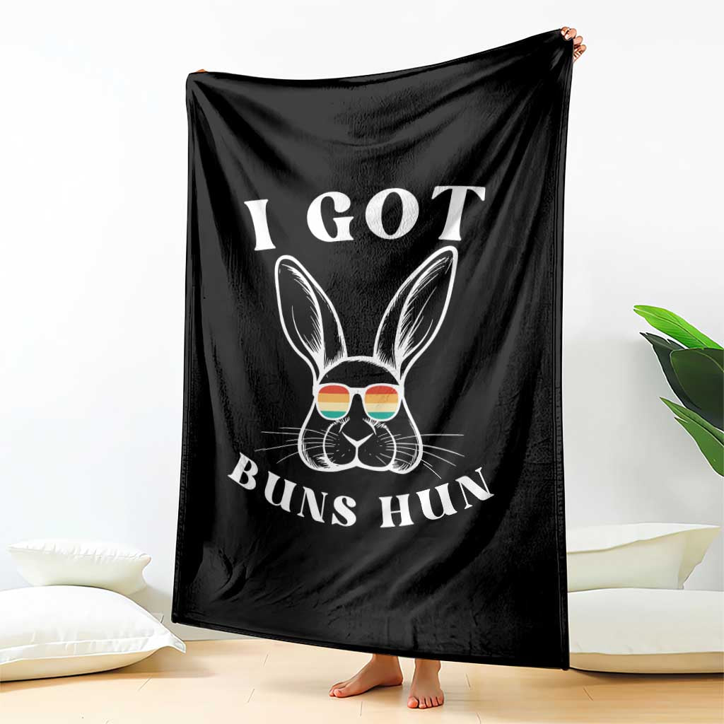 Rabbit Easter Bunny Sunglasses Throw Blanket Retro Vintage I Got Buns Hun Funny Jokes - Wonder Print Shop