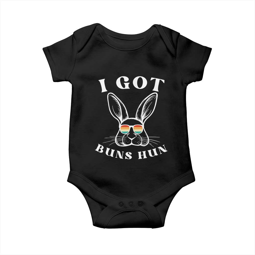 Rabbit Easter Bunny Sunglasses Baby Onesie Retro Vintage I Got Buns Hun Funny Jokes - Wonder Print Shop