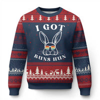 Rabbit Easter Bunny Sunglasses Ugly Christmas Sweater Retro Vintage I Got Buns Hun Funny Jokes - Wonder Print Shop
