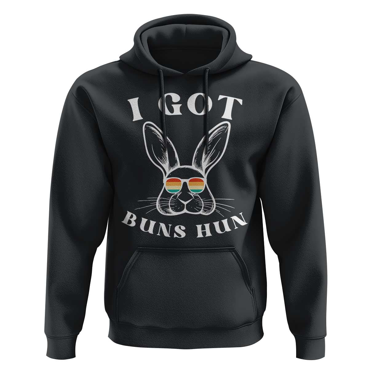 Rabbit Easter Bunny Sunglasses Hoodie Retro Vintage I Got Buns Hun Funny Jokes - Wonder Print Shop