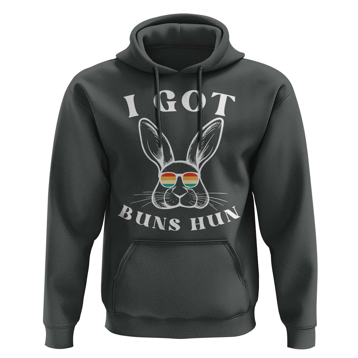 Rabbit Easter Bunny Sunglasses Hoodie Retro Vintage I Got Buns Hun Funny Jokes - Wonder Print Shop