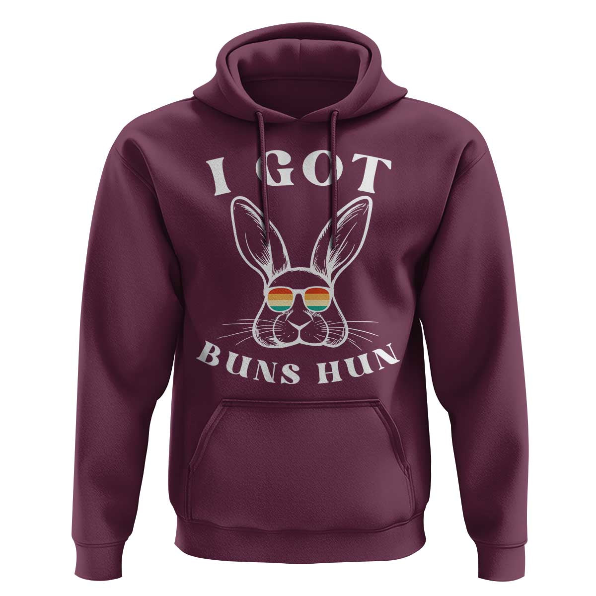 Rabbit Easter Bunny Sunglasses Hoodie Retro Vintage I Got Buns Hun Funny Jokes - Wonder Print Shop