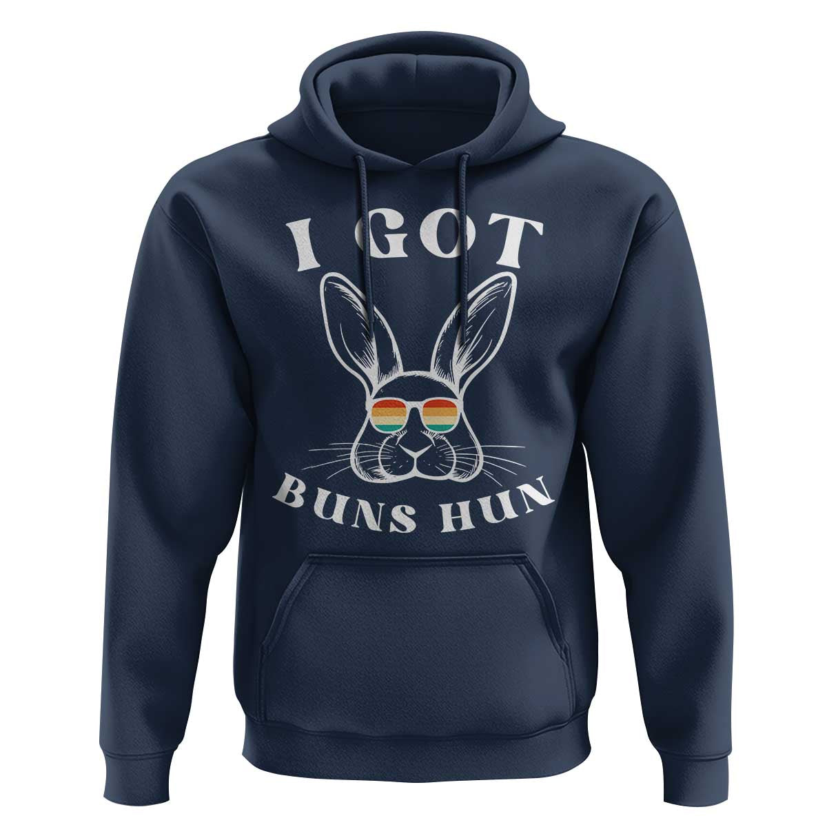 Rabbit Easter Bunny Sunglasses Hoodie Retro Vintage I Got Buns Hun Funny Jokes - Wonder Print Shop