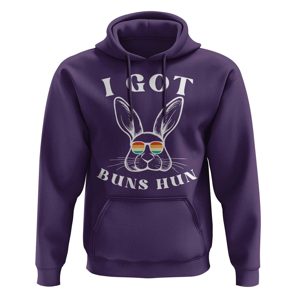 Rabbit Easter Bunny Sunglasses Hoodie Retro Vintage I Got Buns Hun Funny Jokes - Wonder Print Shop