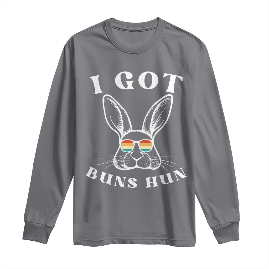 Rabbit Easter Bunny Sunglasses Long Sleeve Shirt Retro Vintage I Got Buns Hun Funny Jokes - Wonder Print Shop