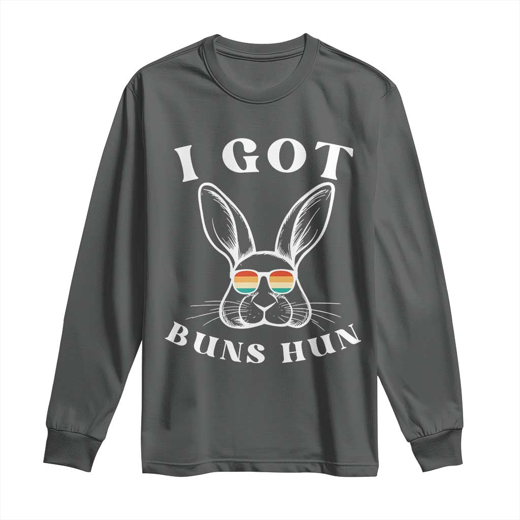 Rabbit Easter Bunny Sunglasses Long Sleeve Shirt Retro Vintage I Got Buns Hun Funny Jokes - Wonder Print Shop