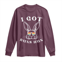 Rabbit Easter Bunny Sunglasses Long Sleeve Shirt Retro Vintage I Got Buns Hun Funny Jokes - Wonder Print Shop