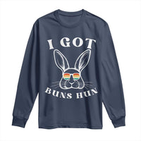 Rabbit Easter Bunny Sunglasses Long Sleeve Shirt Retro Vintage I Got Buns Hun Funny Jokes - Wonder Print Shop