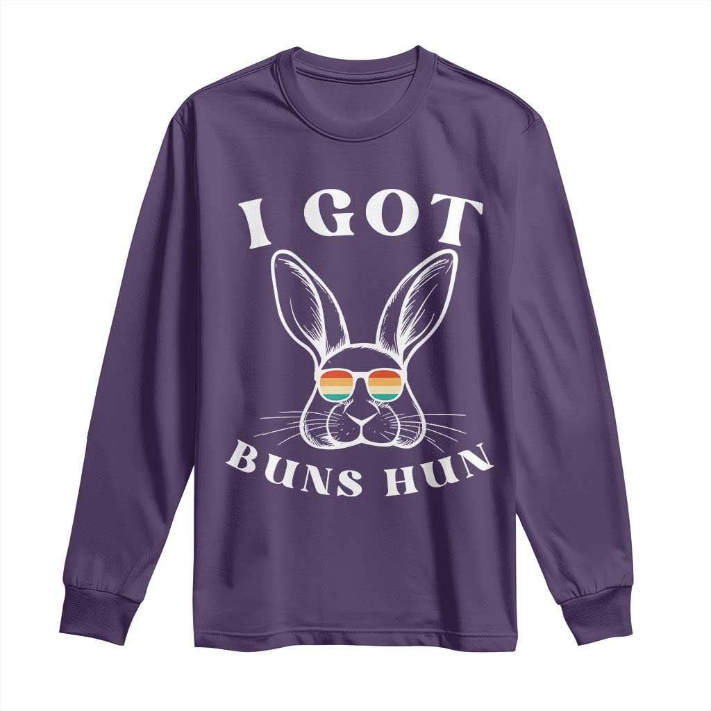 Rabbit Easter Bunny Sunglasses Long Sleeve Shirt Retro Vintage I Got Buns Hun Funny Jokes - Wonder Print Shop