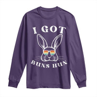 Rabbit Easter Bunny Sunglasses Long Sleeve Shirt Retro Vintage I Got Buns Hun Funny Jokes - Wonder Print Shop