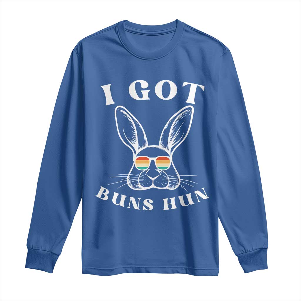 Rabbit Easter Bunny Sunglasses Long Sleeve Shirt Retro Vintage I Got Buns Hun Funny Jokes - Wonder Print Shop