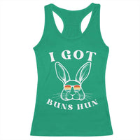 Rabbit Easter Bunny Sunglasses Racerback Tank Top Retro Vintage I Got Buns Hun Funny Jokes - Wonder Print Shop