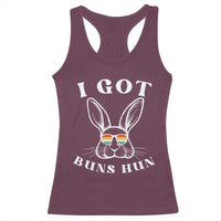 Rabbit Easter Bunny Sunglasses Racerback Tank Top Retro Vintage I Got Buns Hun Funny Jokes - Wonder Print Shop