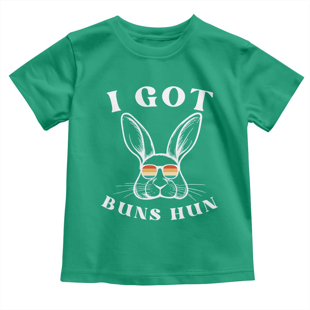 Rabbit Easter Bunny Sunglasses Toddler T Shirt Retro Vintage I Got Buns Hun Funny Jokes - Wonder Print Shop