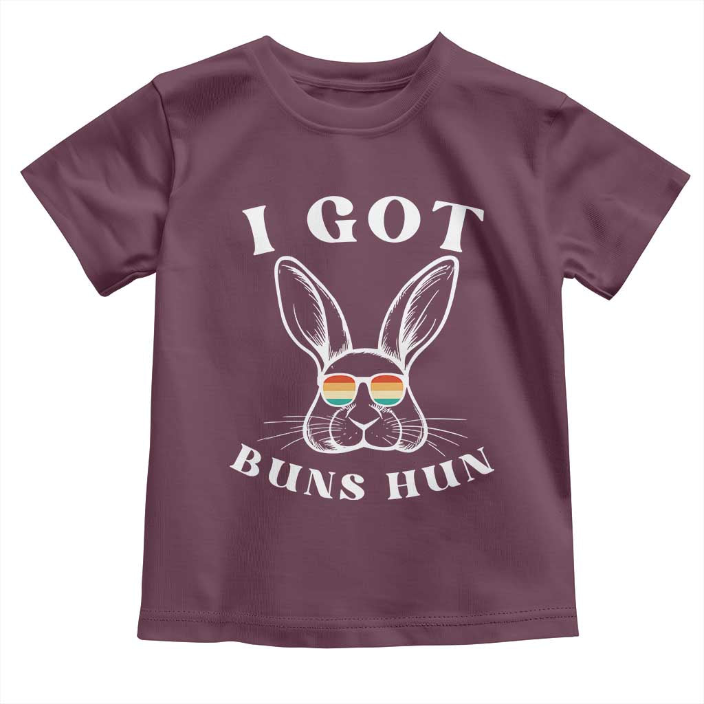 Rabbit Easter Bunny Sunglasses Toddler T Shirt Retro Vintage I Got Buns Hun Funny Jokes - Wonder Print Shop