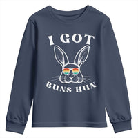 Rabbit Easter Bunny Sunglasses Youth Sweatshirt Retro Vintage I Got Buns Hun Funny Jokes - Wonder Print Shop