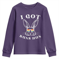 Rabbit Easter Bunny Sunglasses Youth Sweatshirt Retro Vintage I Got Buns Hun Funny Jokes - Wonder Print Shop