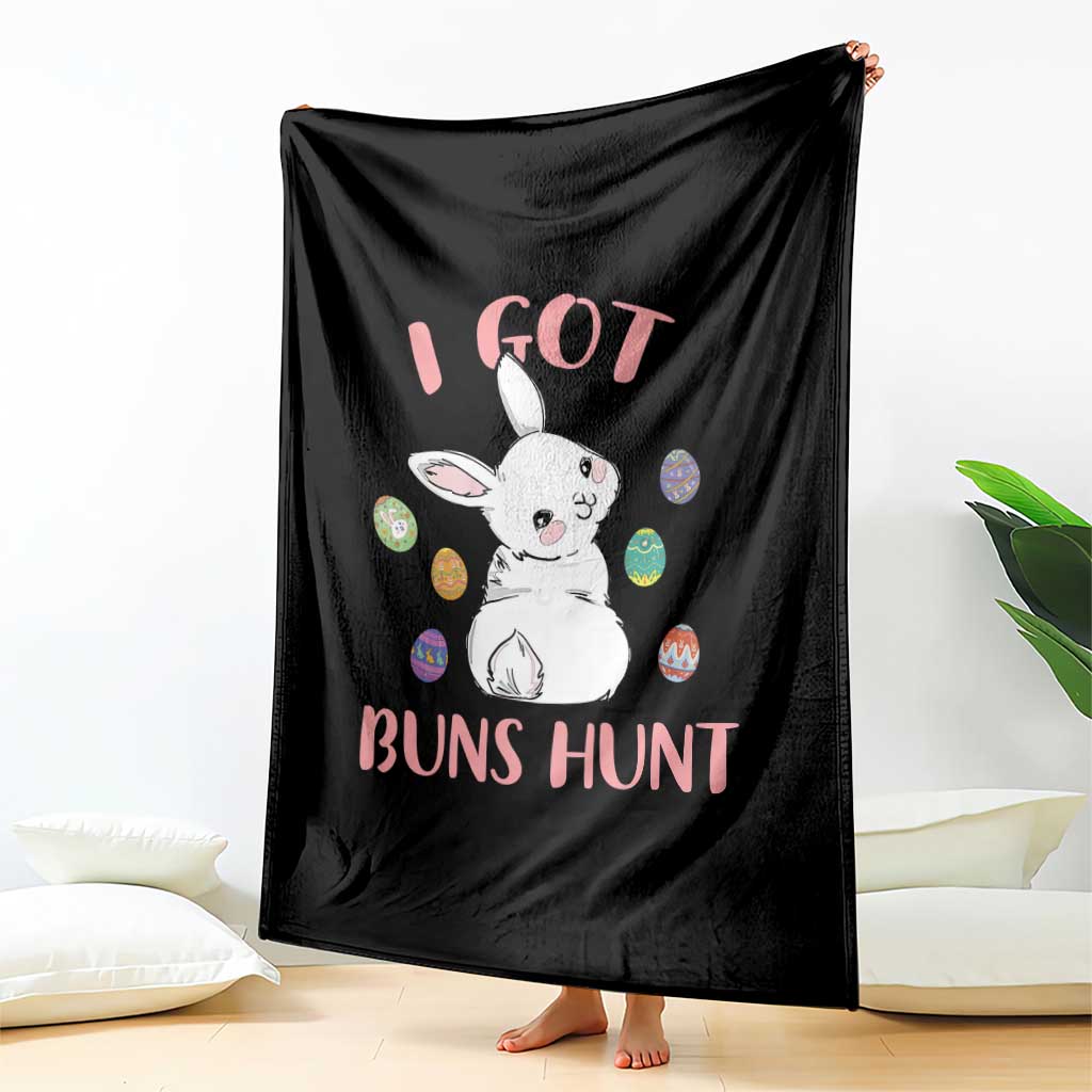 Rabbit Easter Bunny Sunglasses Throw Blanket I Got Buns Hun Funny Jokes - Wonder Print Shop