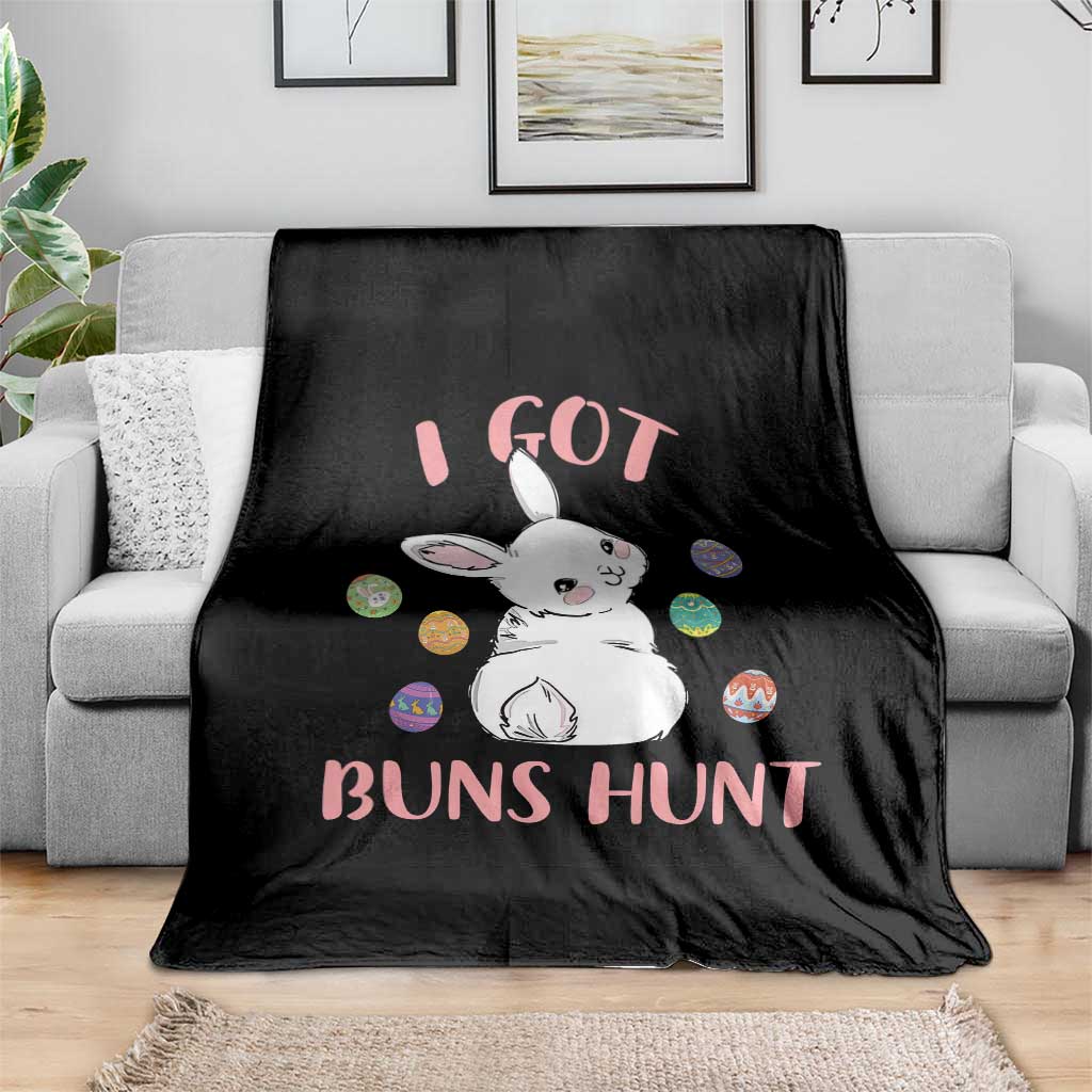 Rabbit Easter Bunny Sunglasses Throw Blanket I Got Buns Hun Funny Jokes - Wonder Print Shop