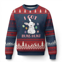 Rabbit Easter Bunny Sunglasses Ugly Christmas Sweater I Got Buns Hun Funny Jokes - Wonder Print Shop