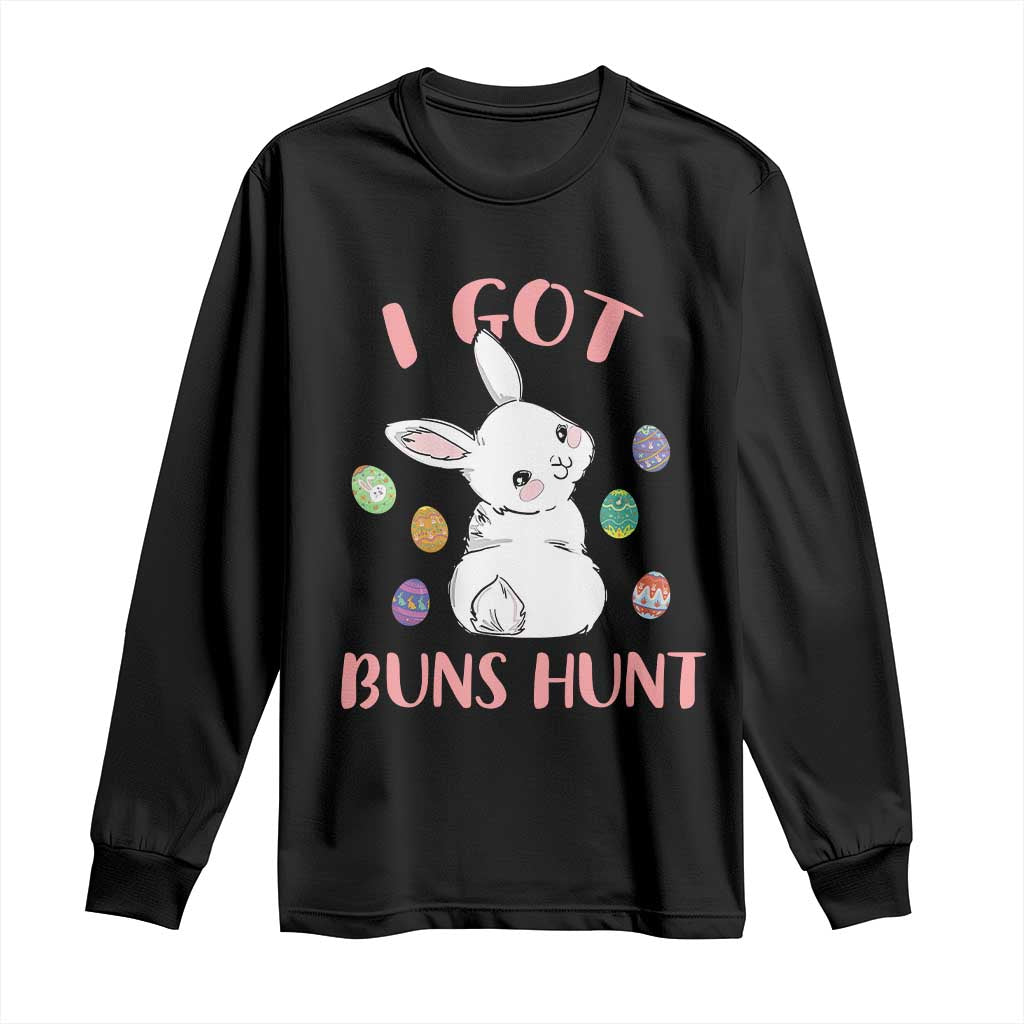 Rabbit Easter Bunny Sunglasses Long Sleeve Shirt I Got Buns Hun Funny Jokes - Wonder Print Shop