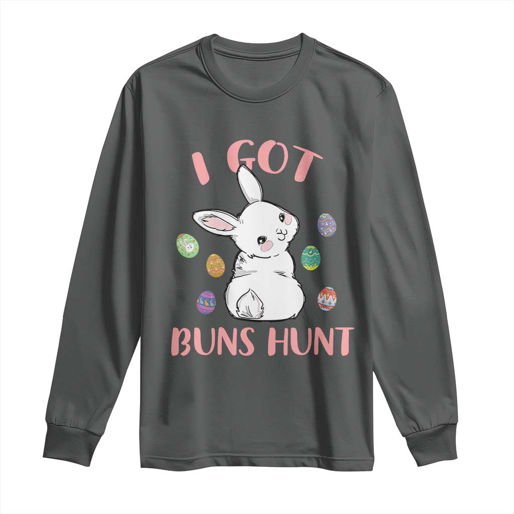 Rabbit Easter Bunny Sunglasses Long Sleeve Shirt I Got Buns Hun Funny Jokes - Wonder Print Shop