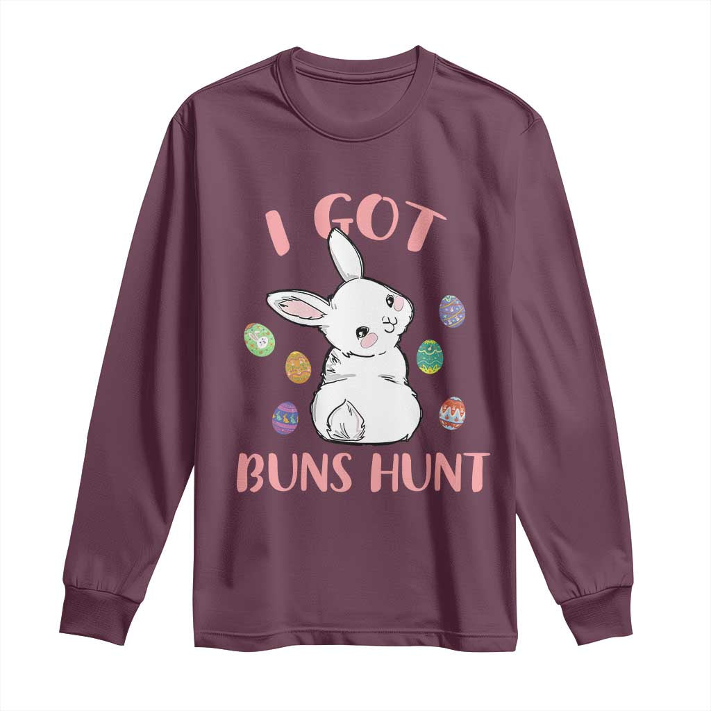 Rabbit Easter Bunny Sunglasses Long Sleeve Shirt I Got Buns Hun Funny Jokes - Wonder Print Shop