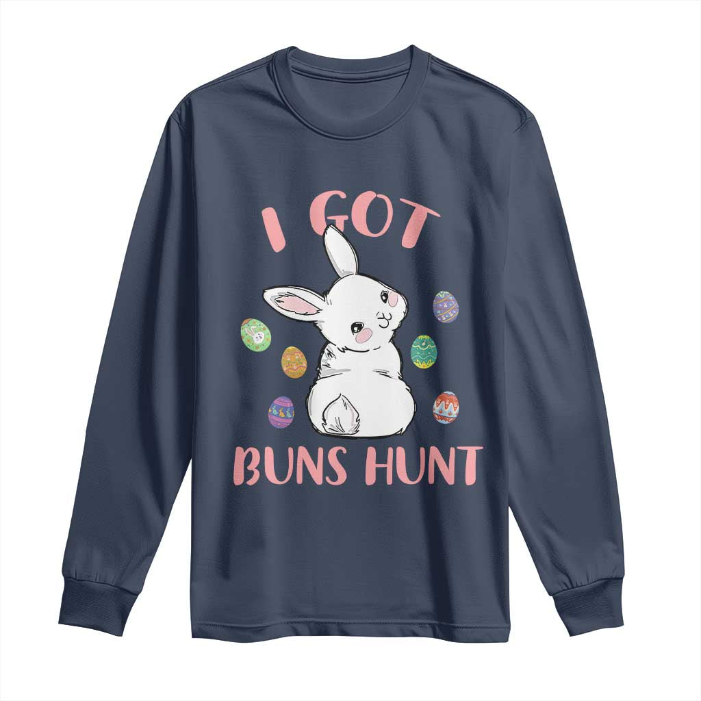 Rabbit Easter Bunny Sunglasses Long Sleeve Shirt I Got Buns Hun Funny Jokes - Wonder Print Shop