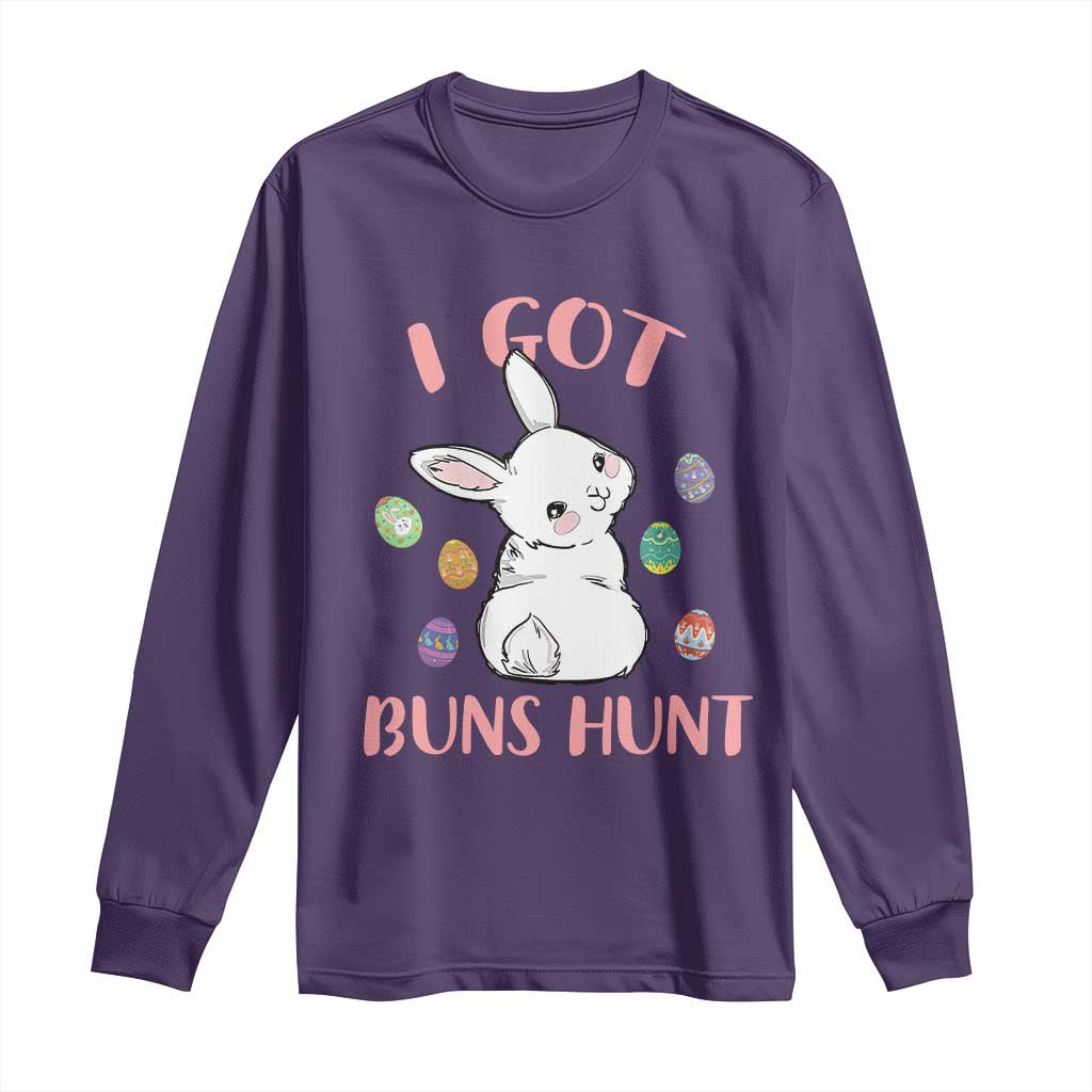 Rabbit Easter Bunny Sunglasses Long Sleeve Shirt I Got Buns Hun Funny Jokes - Wonder Print Shop