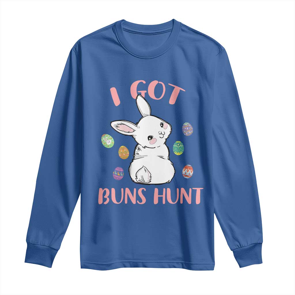 Rabbit Easter Bunny Sunglasses Long Sleeve Shirt I Got Buns Hun Funny Jokes - Wonder Print Shop