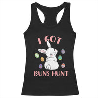 Rabbit Easter Bunny Sunglasses Racerback Tank Top I Got Buns Hun Funny Jokes - Wonder Print Shop