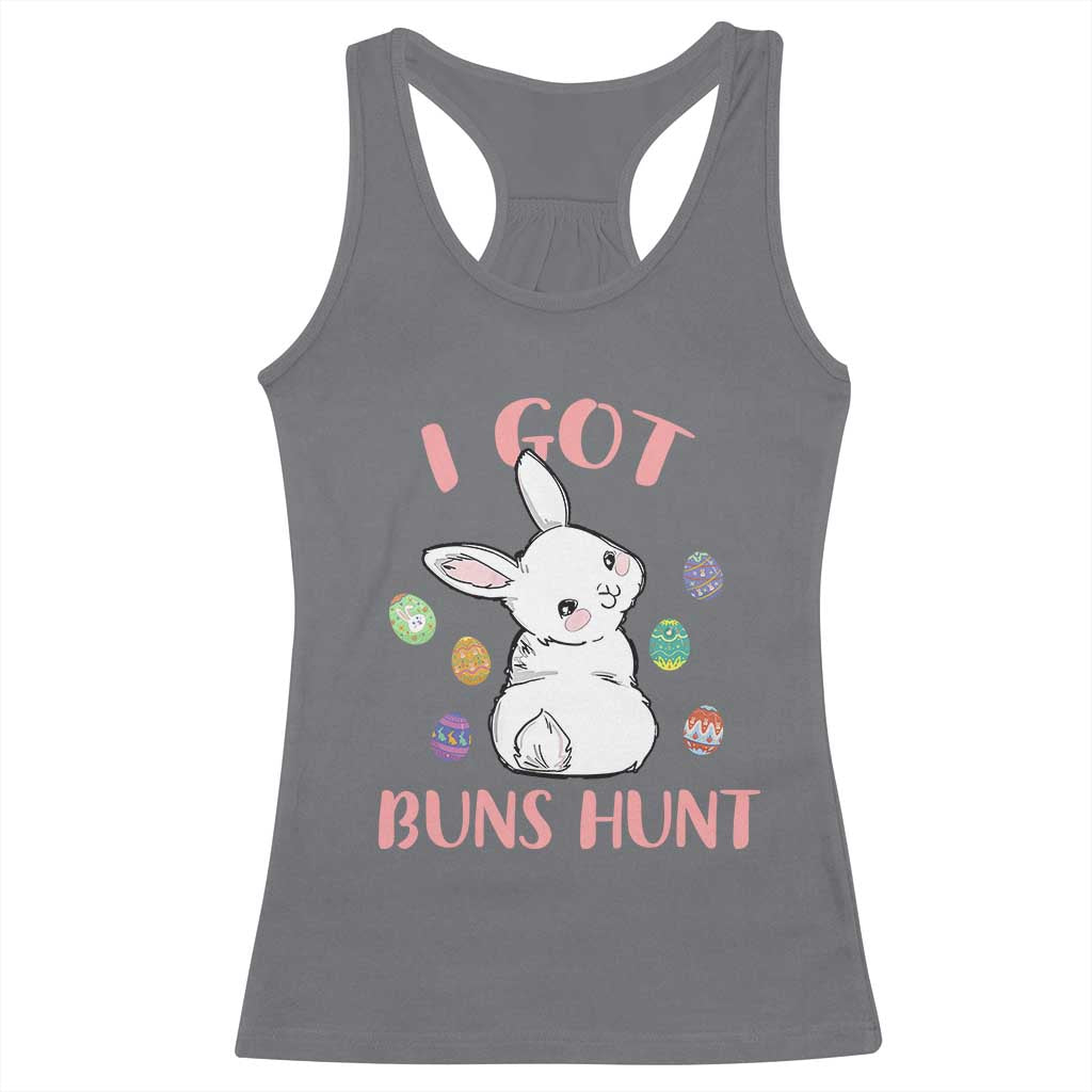 Rabbit Easter Bunny Sunglasses Racerback Tank Top I Got Buns Hun Funny Jokes - Wonder Print Shop