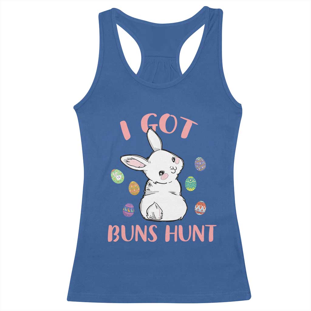 Rabbit Easter Bunny Sunglasses Racerback Tank Top I Got Buns Hun Funny Jokes - Wonder Print Shop